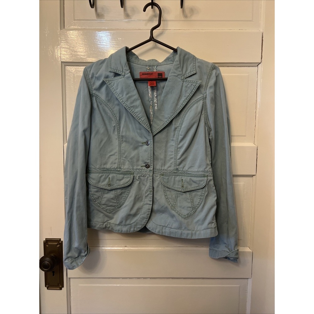 Mossimo Mossissue Womens Cropped Blue Jean Jacket Size L Denim Coat